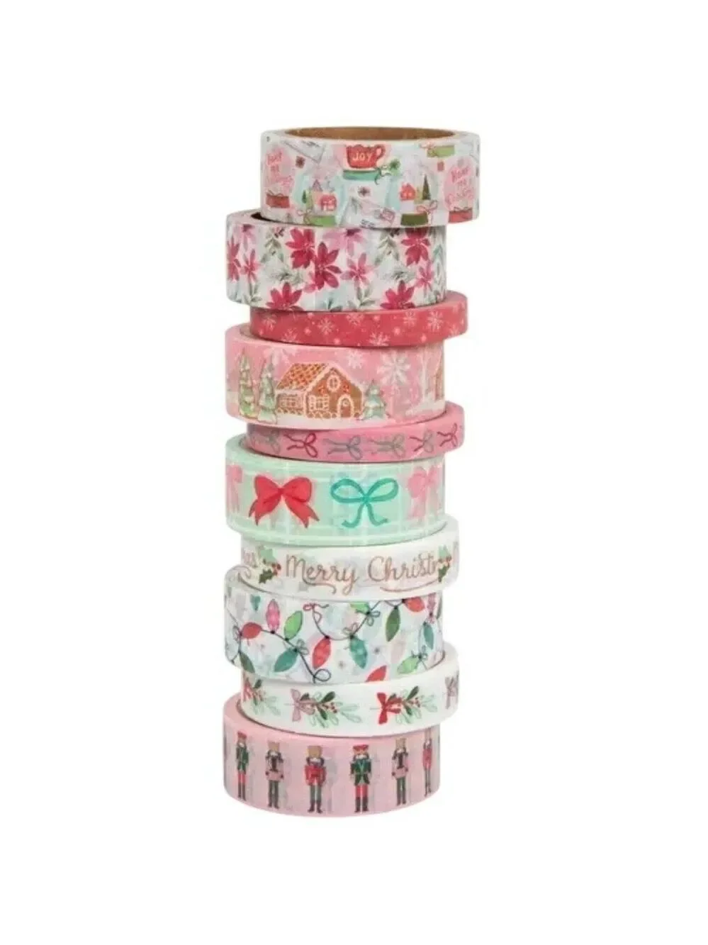 Christmas Paper Crafts Set Pink Holiday Scrapbook Holiday Packs Cards Washi Tape